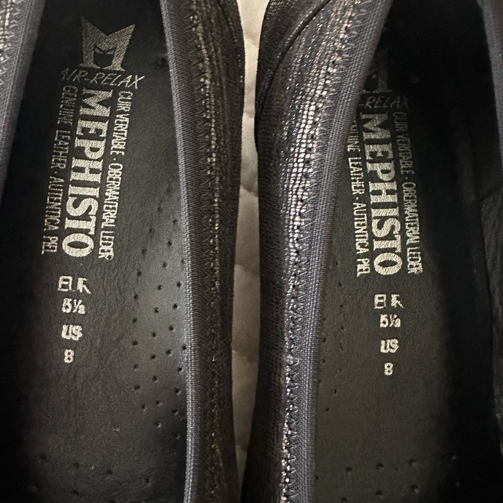 Mephisto Women's Shimmering Black Flats - Picture 2 of 8